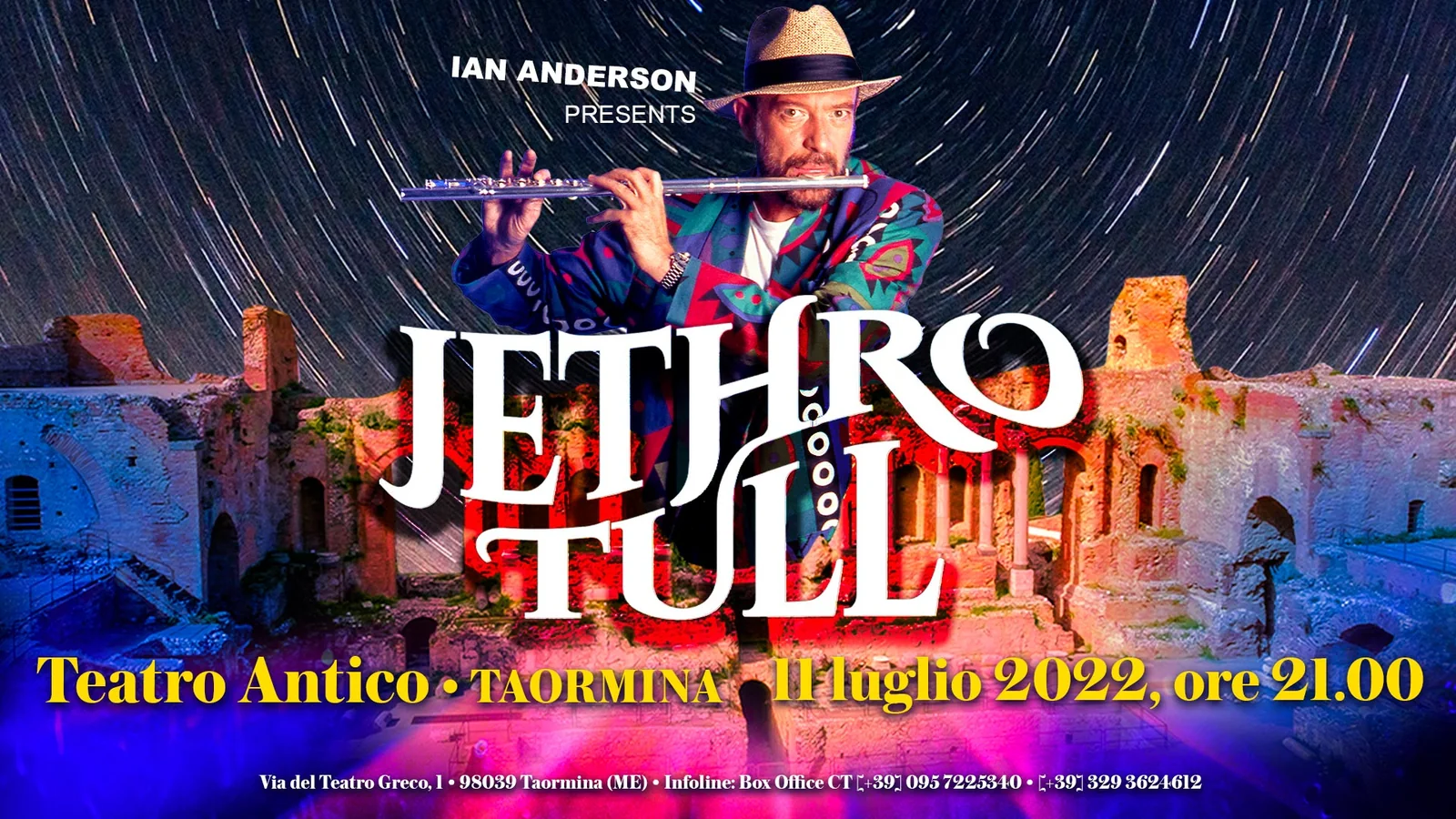 Locandina del concerto dei Jethro Tull al Teatro Antico di Taormina, 11 luglio 2022